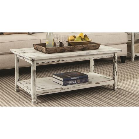 Coffee table with shelves and lifting top: Alaterre Furniture Country Cottage White Antique 42 in. L ...