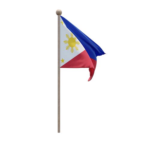 Philippines D Illustration Flag On Pole Wood Flagpole Png