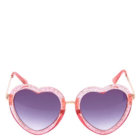 Glitter Pink Heart Shaped Sunglasses Claires Us