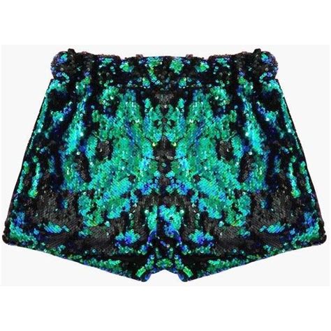 Green Sequin Tight Crop Shorts 41 Liked On Polyvore Featuring Shorts Short Short Shorts