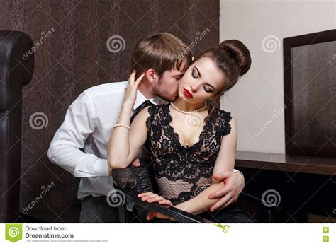 Married Couple Romantic Evening Kiss Stock Image Image