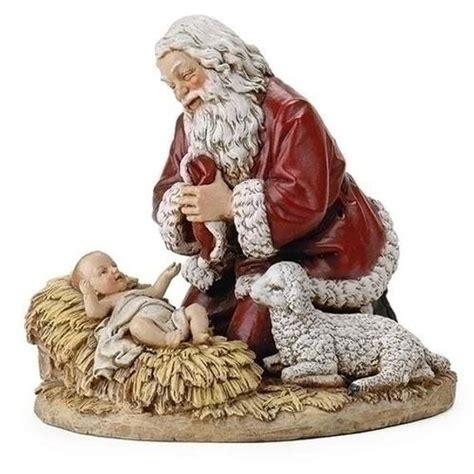 Kneeling Santa With Baby Jesus Ornament Kneeling Santa Baby Jesus