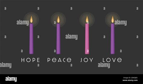 The Four Purple And Pink Candles Of Advent Season Symbolize Hope Peace