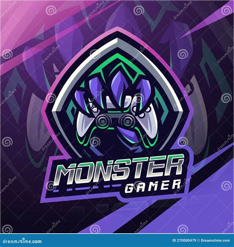 Monster Gamer Esport Mascot Logo Design Stock Vector Illustration Of