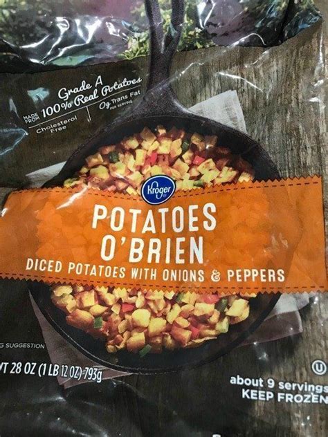 I like to use the frozen potatoes, o'brien, because it has onions and peppers so it saves me time so i don't need . Bag of O'Brien potatoes | Yummy breakfast, Brunch dishes ...
