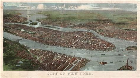 1897 Colton Chromolithograph Map View Of New York City Manhattan