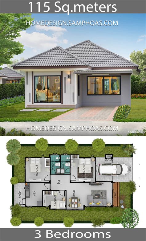 115 Sqm 3 Bedrooms Home Design Idea House Plan Map