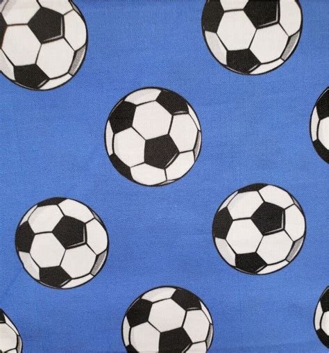 Soccer Ball Cotton Fabric Spoonflower Blue 19 In X 38 Sports Remnant