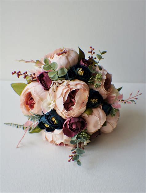 Diy rustic wedding at grove barn with charlie brear bridal outfit. Peony Bridal Bouquet, Silk Wedding Flowers, Blush Wedding ...