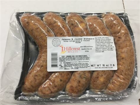 Brats Jalapeno And Cheddar 1lb Hillcrest Meats