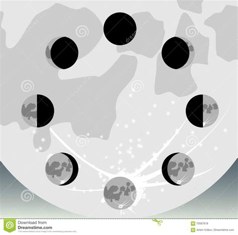 De Fasen Van De Maan In Een Cirkel Eps10 Vectorillustratie Vector