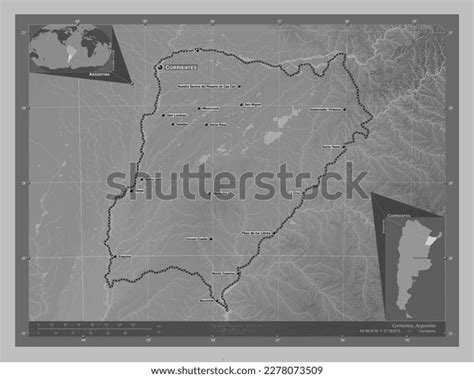 Corrientes Province Argentina Grayscale Elevation Map Stock