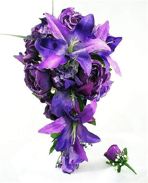 Purple Flower Bouquet Purple Wedding Flowers Purple Bridal Etsy