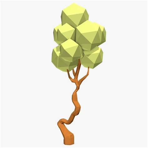 A Low Poly Tree Is Shown On A White Background