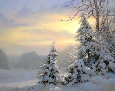 Winter Sunset Scene Artist Michael Godfrey Paintings