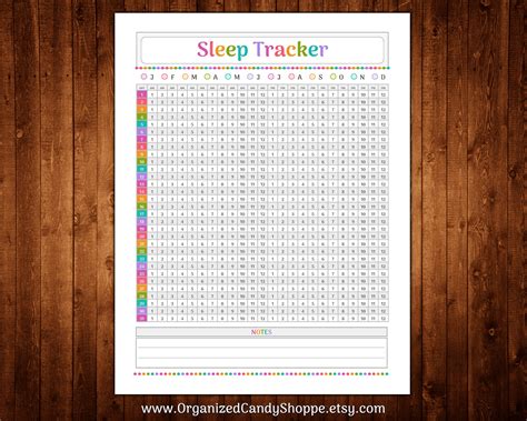 sleep tracker  page instant   printable etsy