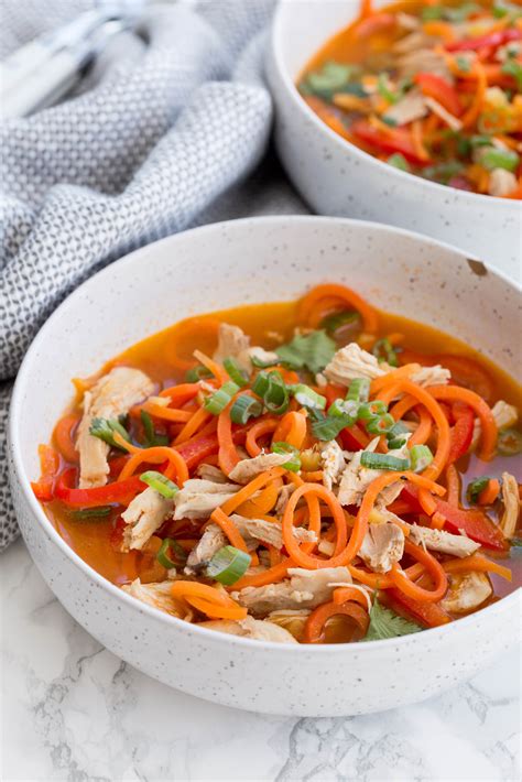 Inspiralized Spicy Asian Chicken Carrot Noodle Soup