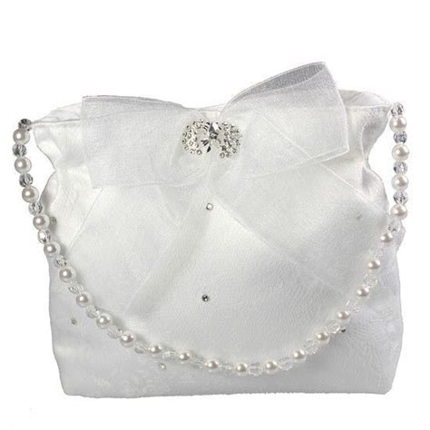 White Lace Communion Bag Linzi Jay Ld35 With Diamonte Bow Beaded