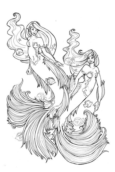 Best 271 Mermaid Coloring Pages For Adults Images On Pinterest Other