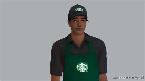 Starbucks Coffee Uniforms Cap Sims 4 Clothes Mod Modshost