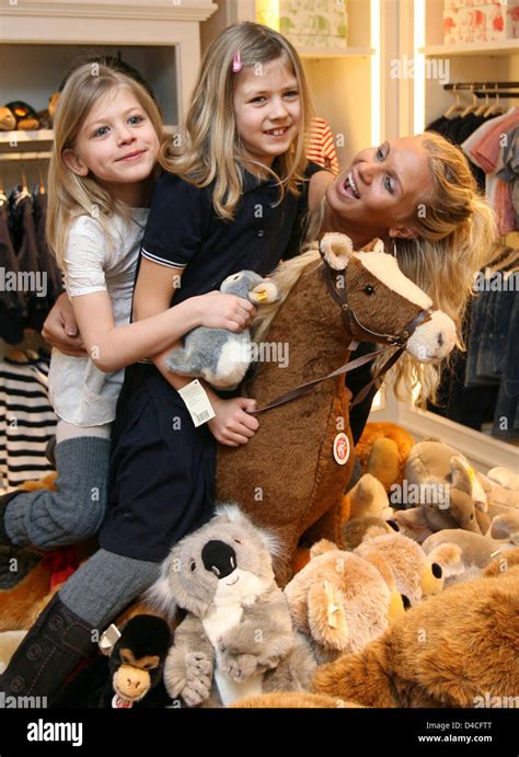 German Former Gymnast Magdalena Brzeska R Poses With Her Daughters Caprice C And Noemi L