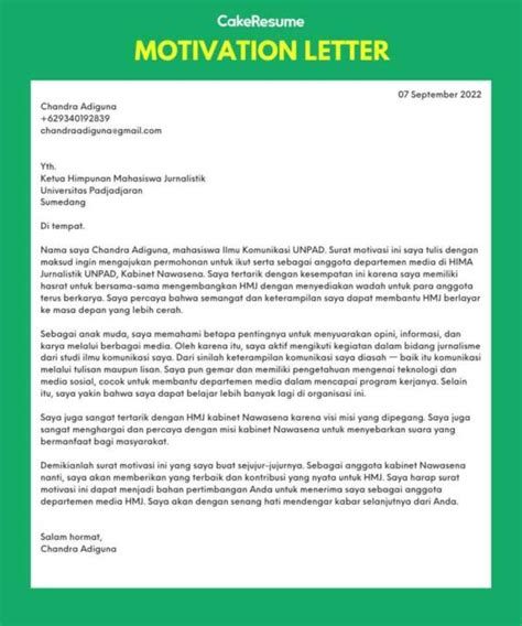 Lengkap Contoh Motivation Letter Dan Cara Membuatnya Mudah Theover