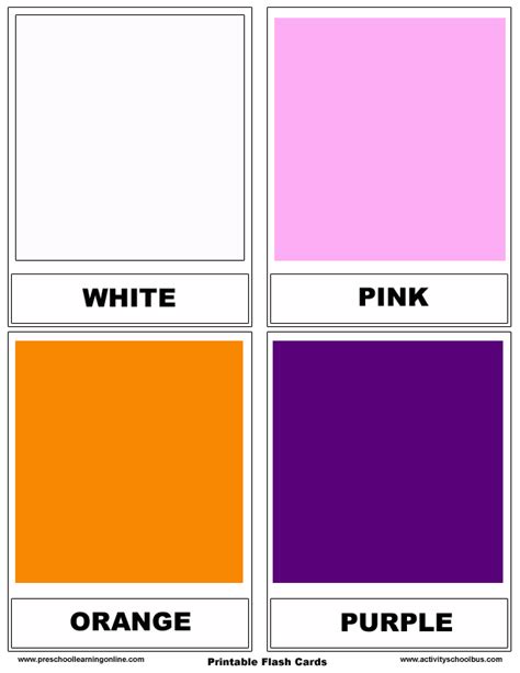 Printable Color Flashcards Tutoreorg Master Of Documents