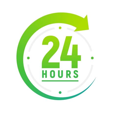 Premium Vector 24 Hours A Day Icon Green Clock Icon Around Work