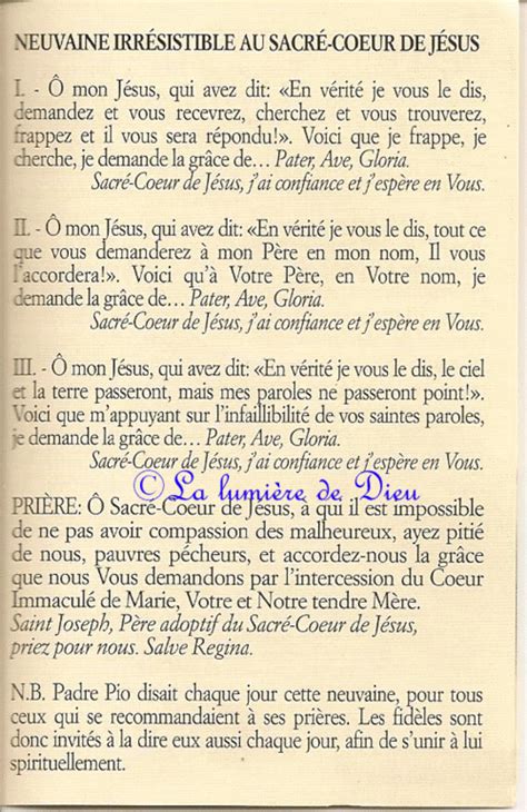 Saint Padre Pio Neuvaine Irrésistible Au Sacré Cœur De Jésus Sacré Coeur De Jésus Cœur De