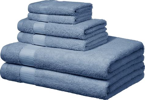 Amazonbasics Everyday Bath Towels 6 Piece Set Cornflower Blue 100