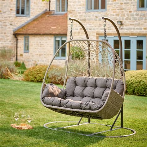 Palma Double Cocoon Hanging Egg Chair In White Wash — Mid Ulster Garden