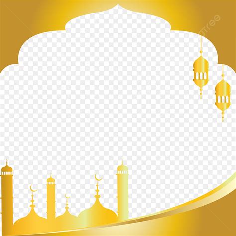Gambar Bingkai Emas Islam Dengan Masjid Keemasan Mesjid Bingkai Png