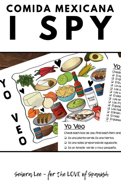 Spanish Food Mexican Food Vocabulary Spanish I Spy Activity
