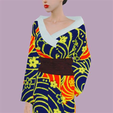 Кимоно Kimono Renewer By Vivi Женская одежда для Sims 3 Одежда для