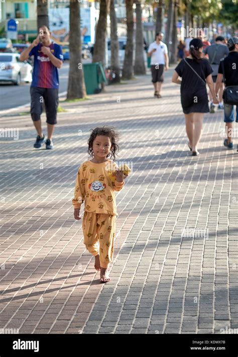 Child Alone Outside Barefoot Bare Feet Street Pavement Sidewalk