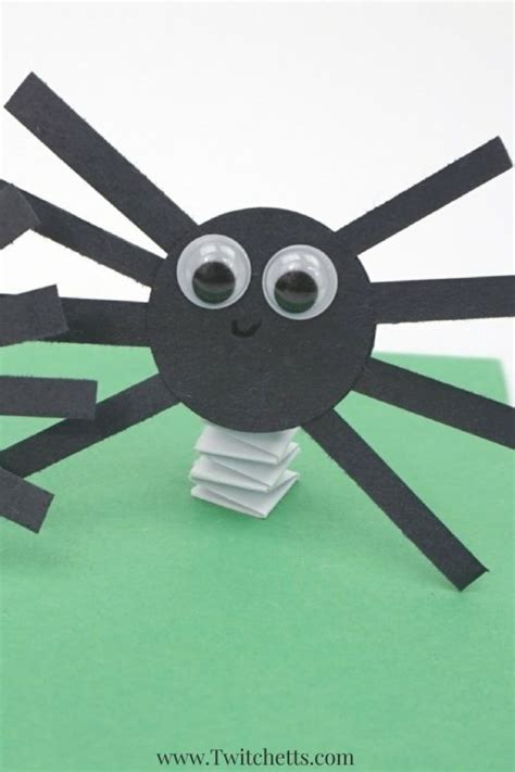 Bouncing Construction Paper Spiders ~ Halloween Craft For Kids Twitchetts