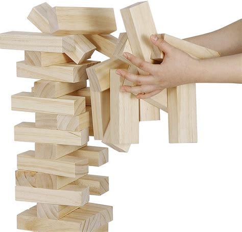 Giant Wooden Tumbling Tower With Storage Bag Hardwood Block Game For