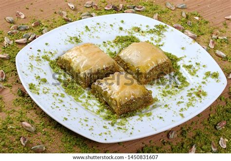 Best Turkish Special Baklava Together Pistachios Stock Photo