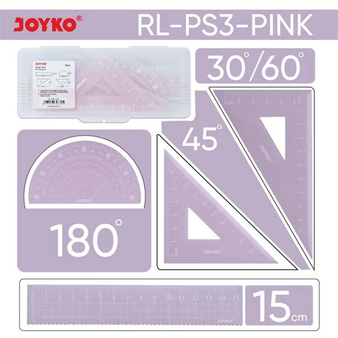 Ruler Set Joyko Rl Ps Pastel Color Busur Penggaris Set Isi Macam