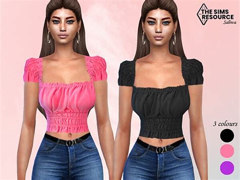 Summer Smocked Mesh Tops By Saliwa From Tsr • Sims 4 Downloads