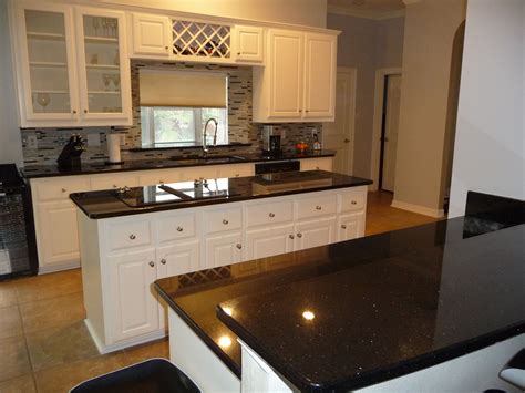 Out Of This World Black Granite Countertops With White Cabinets Kitchen