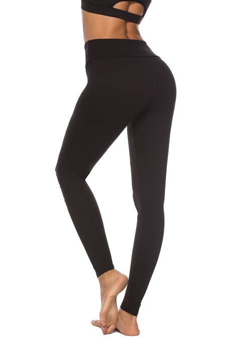 DIBAOLONG Womens High Waist Yoga Pants Cutout Ripped Tummy Control Workout Running Yoga Skinny