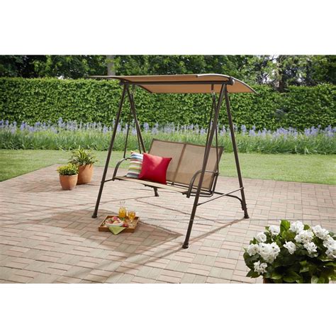 Mainstays Person Canopy Steel Porch Swing Tan Ph