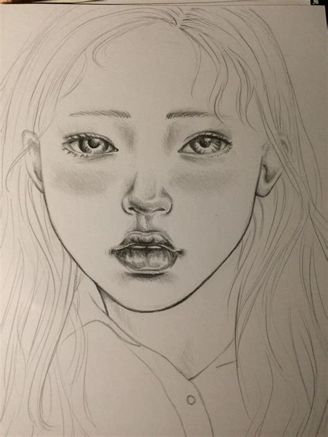 A Korean Girl Portrait Drawing Celebrity Portraits Drawing Face Drawing