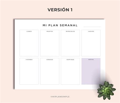 Planificador Semanal Colores Pdf Para Imprimir Carta Y A Weekly Planner Spanish Miplansimple