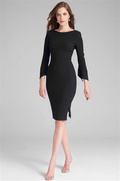 3 4 sleeve crepe dress teri jon in 2021 elegant black dress classy dress black funeral dress
