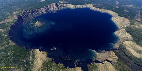 Crater Lake Aerial View Klamath County Or 1024 X 512pix