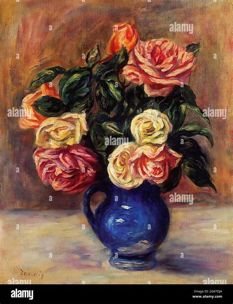 Pierre Auguste Renoir Roses Blue Vase C 1900 Stock Photo Alamy