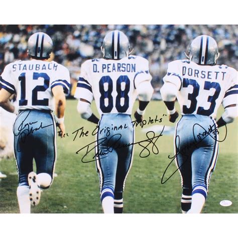Roger Staubach Tony Dorsett And Drew Pearson Signed Cowboys 16x20 Photo