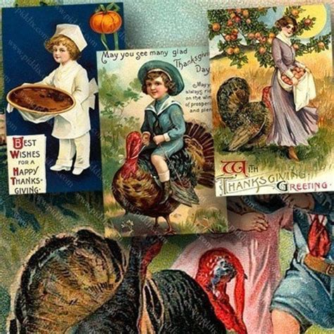Vintage Victorian Thanksgiving Postcards Digital Collage Sheet